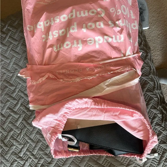 Poppy & Peonies Black Leather uptown tote. New with tags - Picture 2 of 2